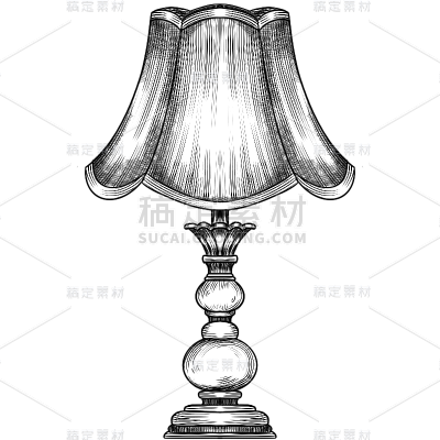 素描-民国生活工具贴纸-台灯