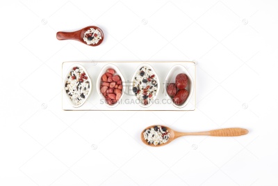 美食系列写实风木质勺子粥类食物