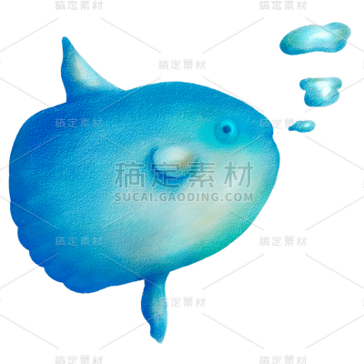 手绘蓝色海鱼水族馆元素