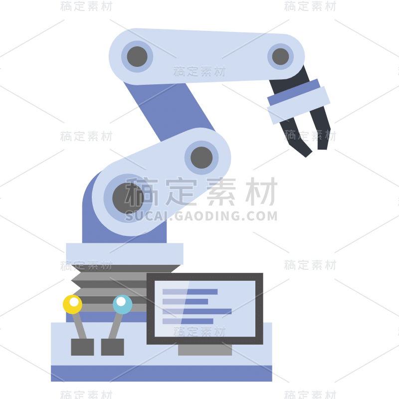 扁平卡通风机械手科技贴纸10