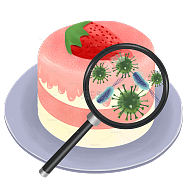 手绘-食品卫生医疗元素贴纸-草莓蛋糕