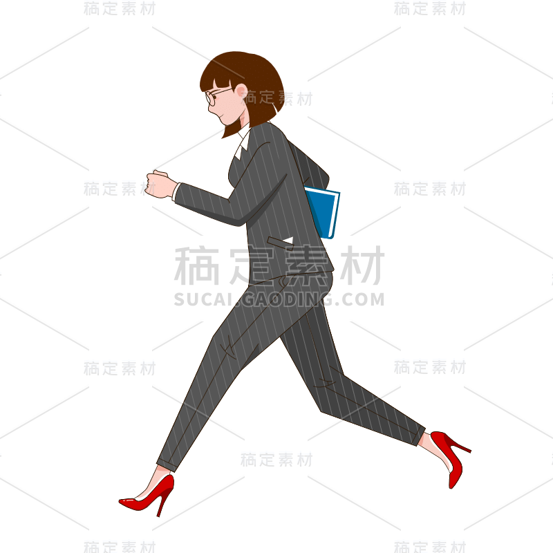 手绘-奔跑人物插画贴纸9