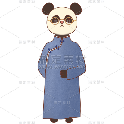民国动物拟人卡通熊猫