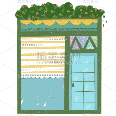 手绘-花店元素贴纸-店铺
