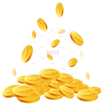 618双十一双11双十二双12扁平掉落堆叠在一起的卡通金币