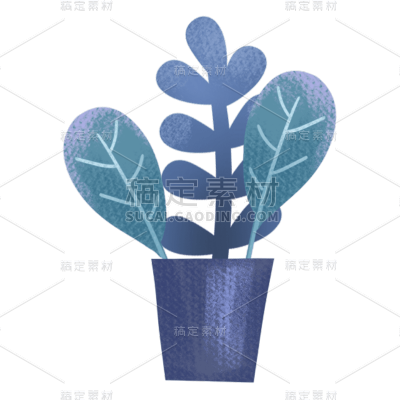 手绘-植物元素贴纸-盆栽1