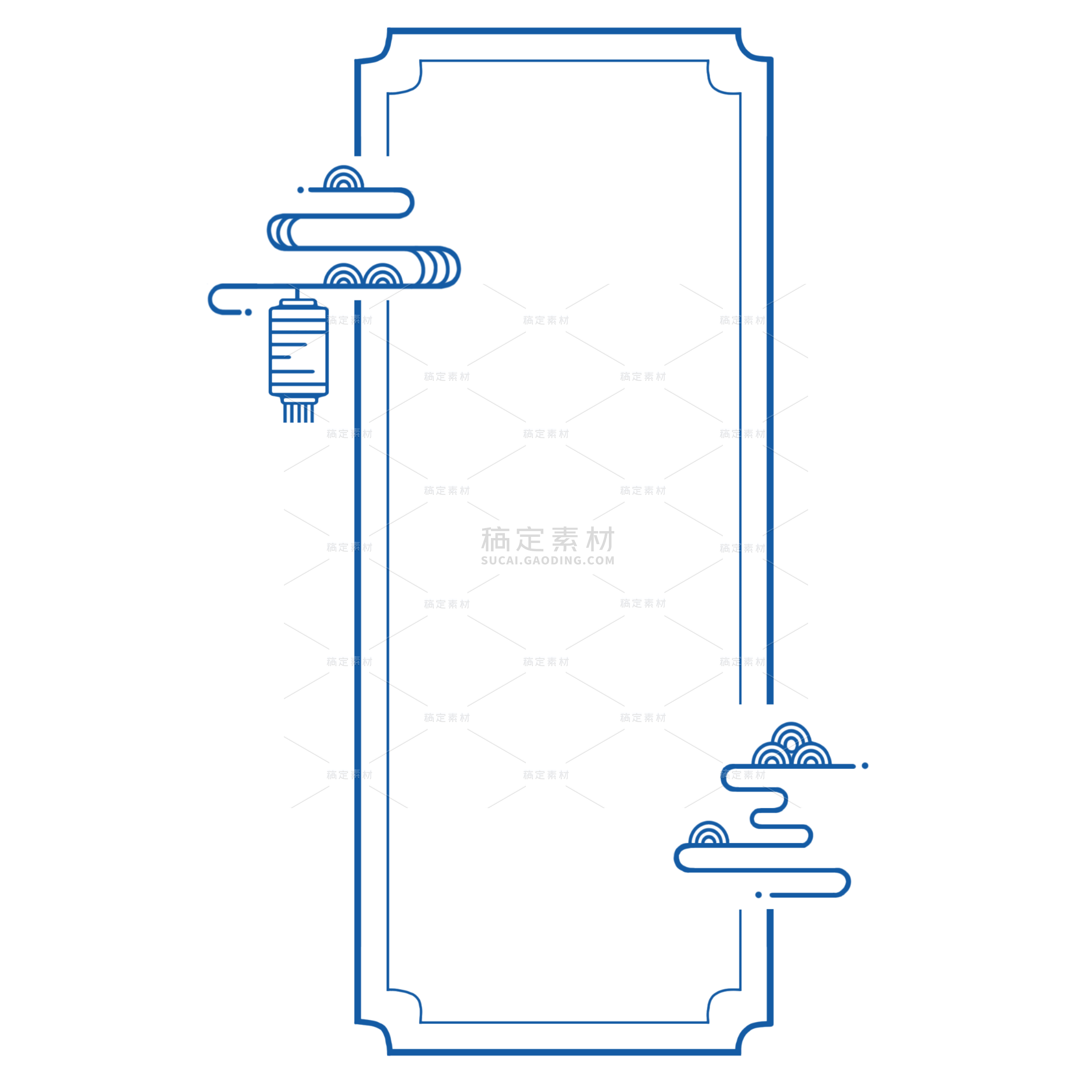 极简风祥云线条边框元素