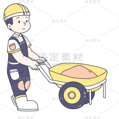 手绘-儿童职业体验人物插画-工人