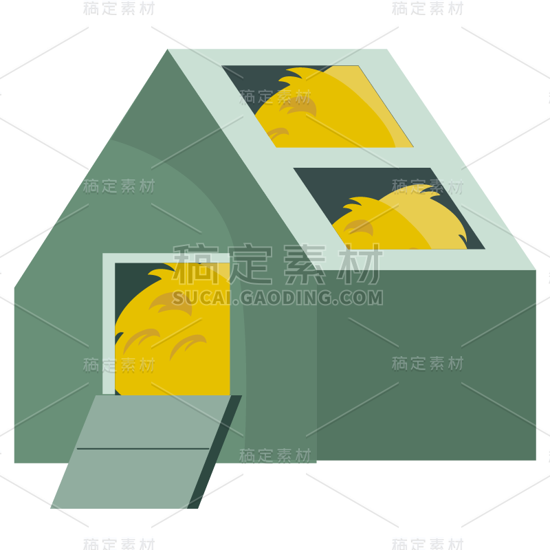 手绘风-农场人物插画贴纸草屋-SVG