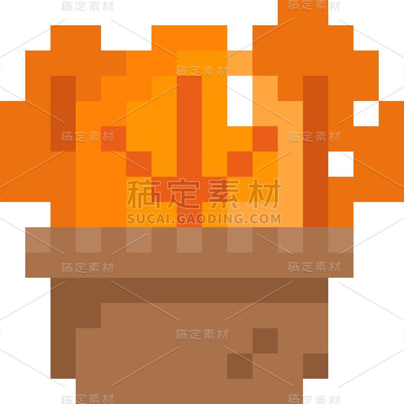手绘-像素风贴纸套系SVG-盆栽