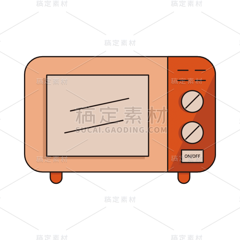 卡通风家居电器用品贴纸-微波炉