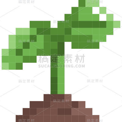手绘-像素风贴纸套系SVG-绿芽