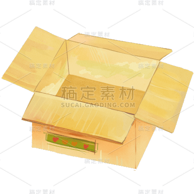 手绘纸箱爱心箱子元素