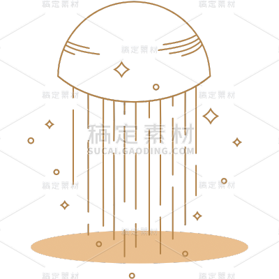 手绘-简笔画氛围贴纸SVG-下雨