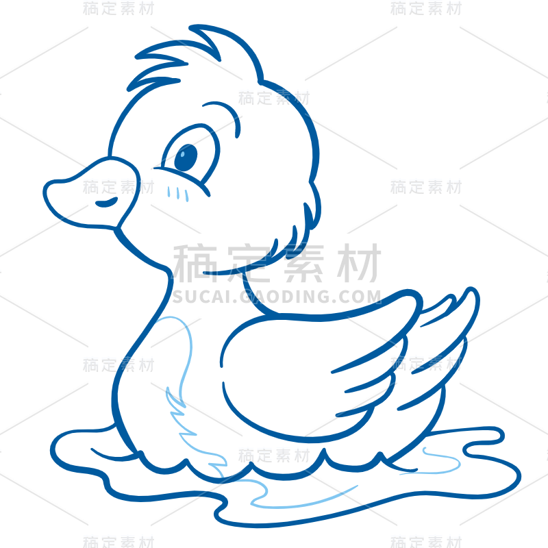 手绘-动物简笔画贴纸SVG-鸭子