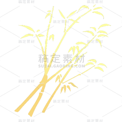 矢量风金色竹子竹叶植物元素贴纸6