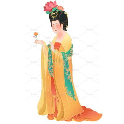 高质量人物插画-国潮细线白描