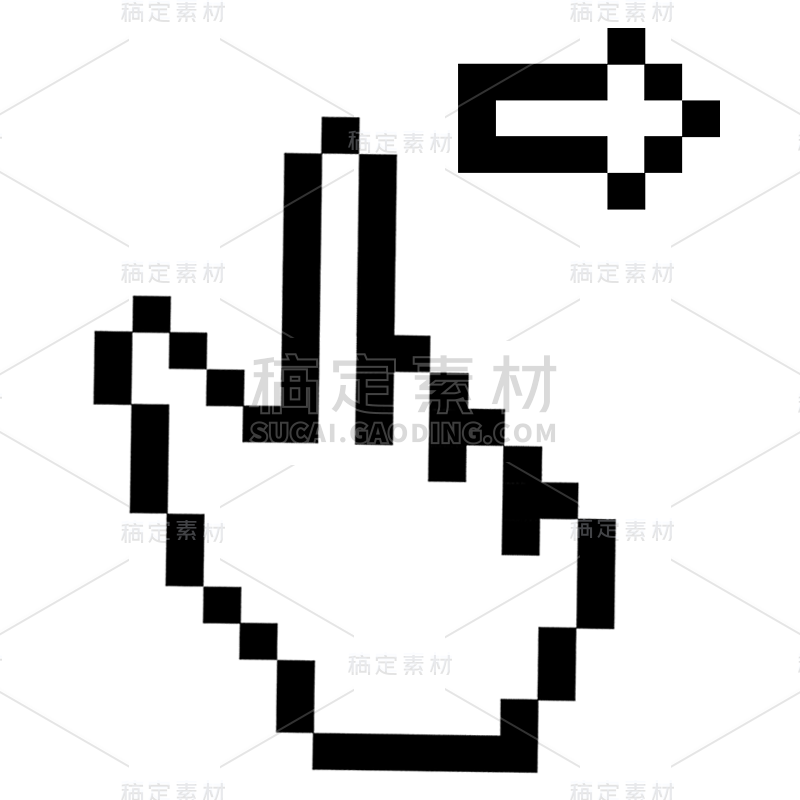 手绘-像素风操作手势元素贴纸6