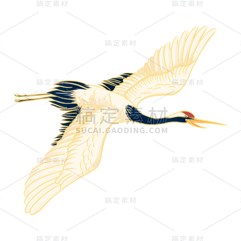 国潮风-城市建筑地标主题贴纸-仙鹤