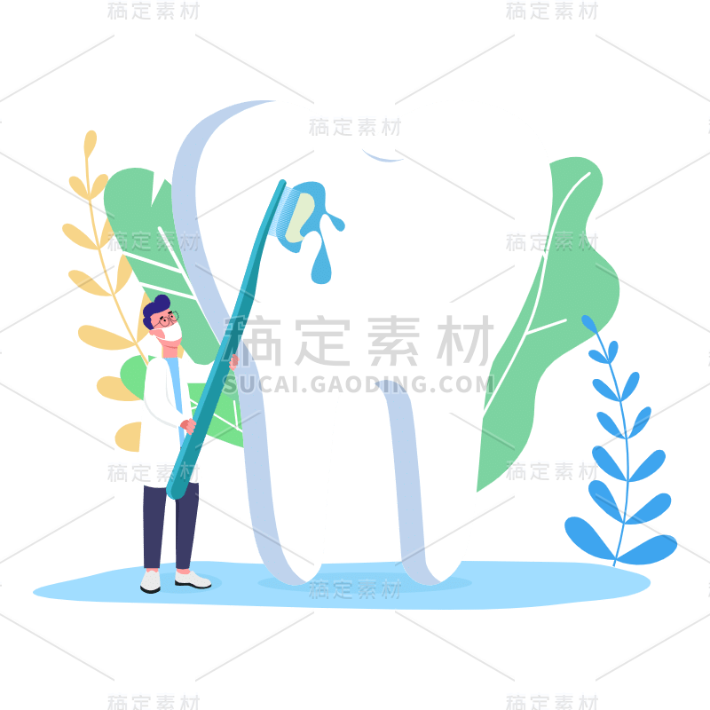 手绘-口腔护理大尺寸贴纸1