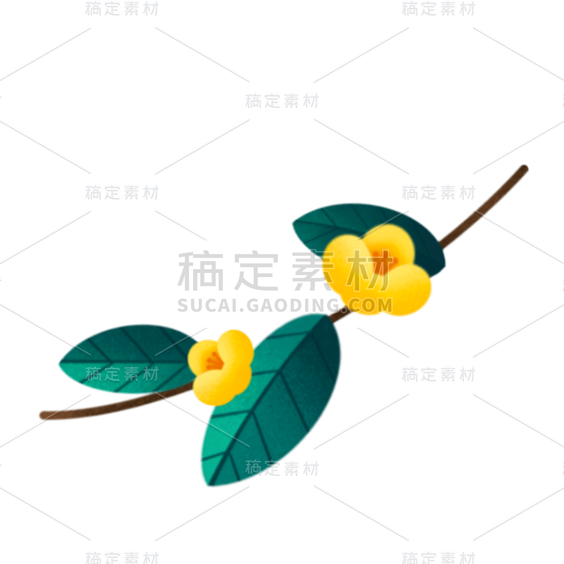 中秋节主题元素插画贴纸-花枝