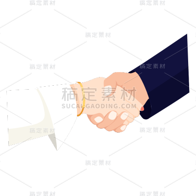 卡通几何手绘商务握手元素