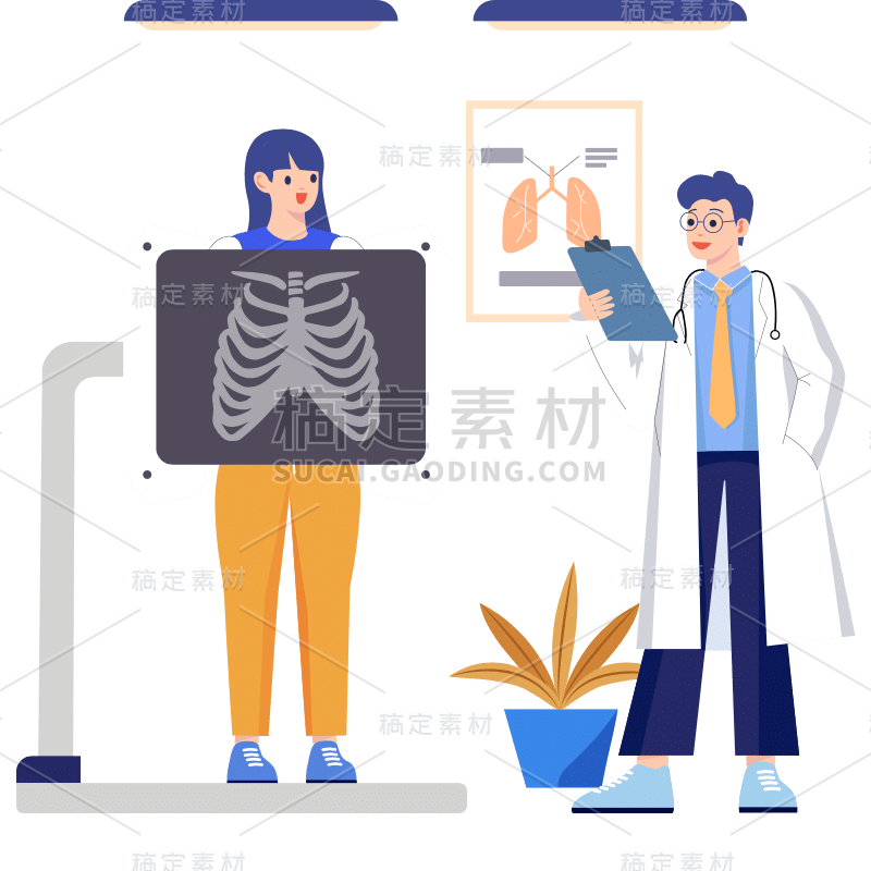 扁平-体检医疗场景人物插画-SVG2