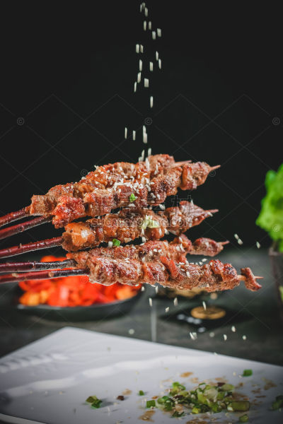 美食系列实景夜宵烧烤烤肉串