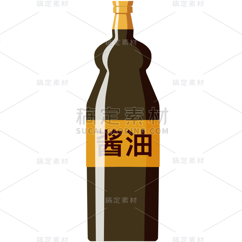 手绘-调味料美食元素贴纸-酱油