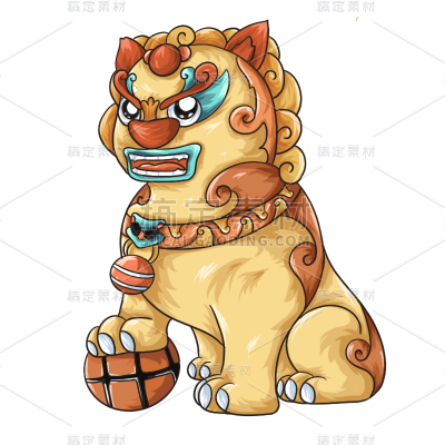 国潮风-石狮子元素