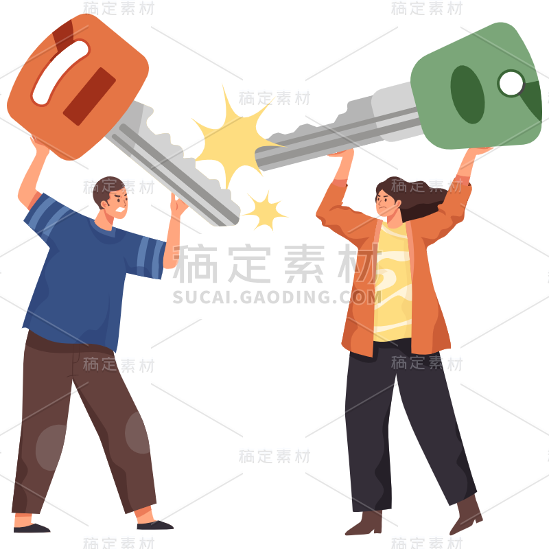 扁平-离婚吵架人物场景插画-SVG3