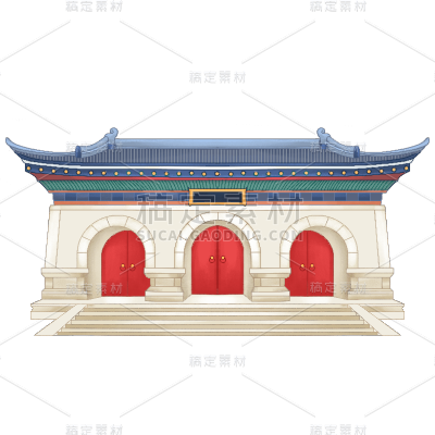 手绘-中国风文化建筑创意贴纸4