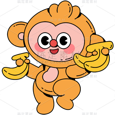 卡通风-动物元素-猴子