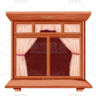 手绘-扁平窗户家居生活贴纸7