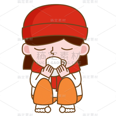 卡通-立冬节气氛围专题贴纸-女生1