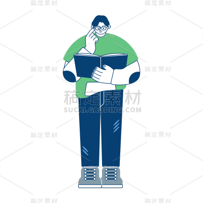 世界阅读日人物插画贴纸SVG8
