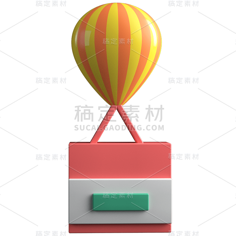 C4D-商务科技风贴纸-热气球