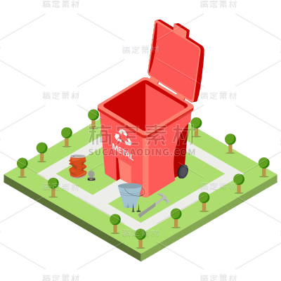 SVG-垃圾分类元素2.5D贴纸1-垃圾桶