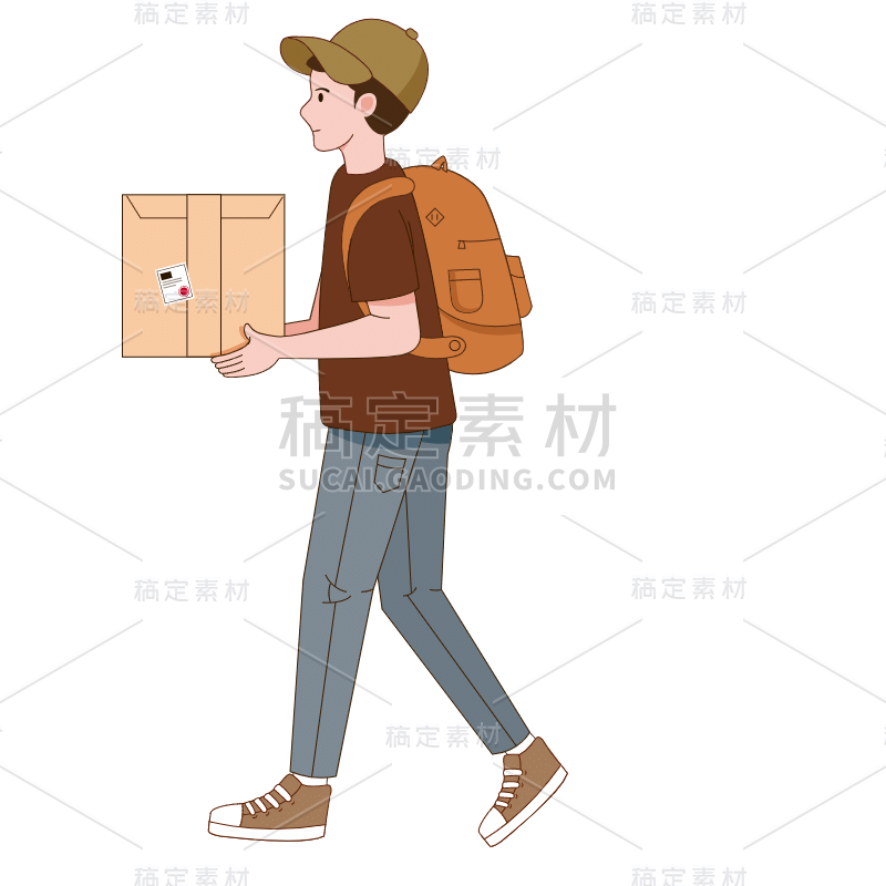 SVG-行走的人物描边元素常规贴纸