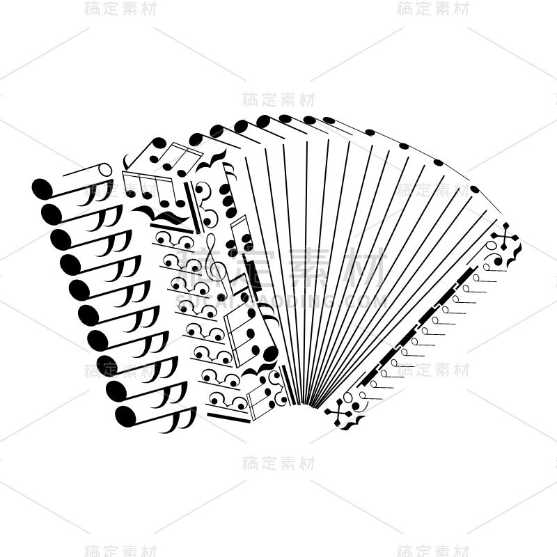 音符元素乐器贴纸-SVG-手风琴