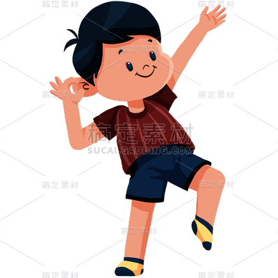 手绘-儿童元素人物插画-男孩4
