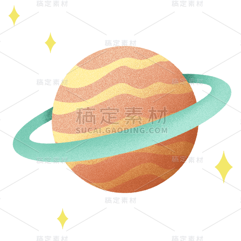 手绘-太空星球天文元素贴纸10