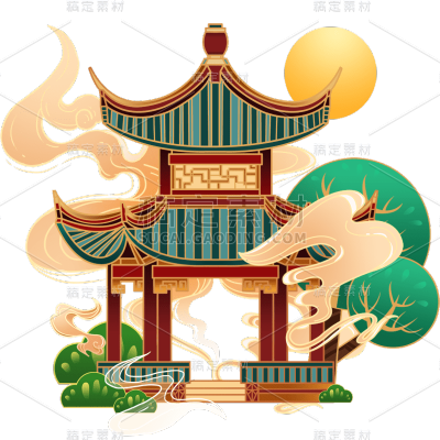 中国风-国潮建筑元素插画2