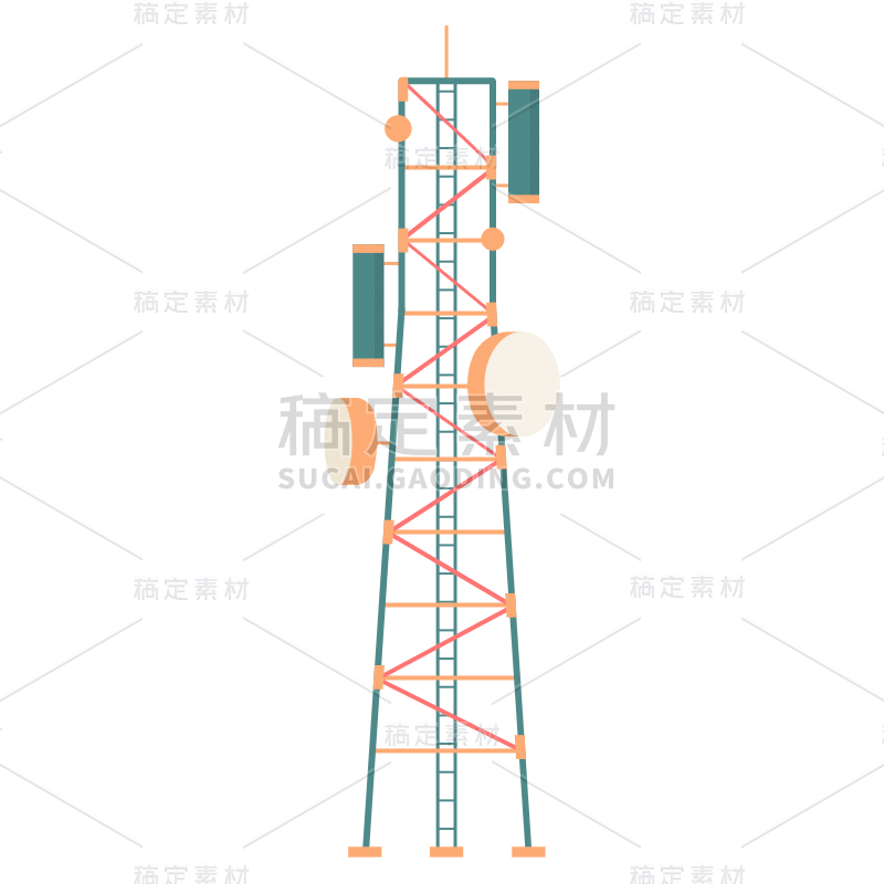 扁平风5G信号塔科技元素贴纸9