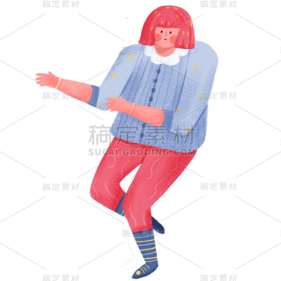 手绘-音乐节人物元素贴纸-跳舞3