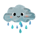 乌云下雨灰手绘可爱动态贴纸