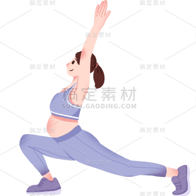 手绘-健身人物主题贴纸套系-拉伸