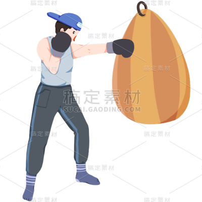 手绘-拳击运动人物插画5