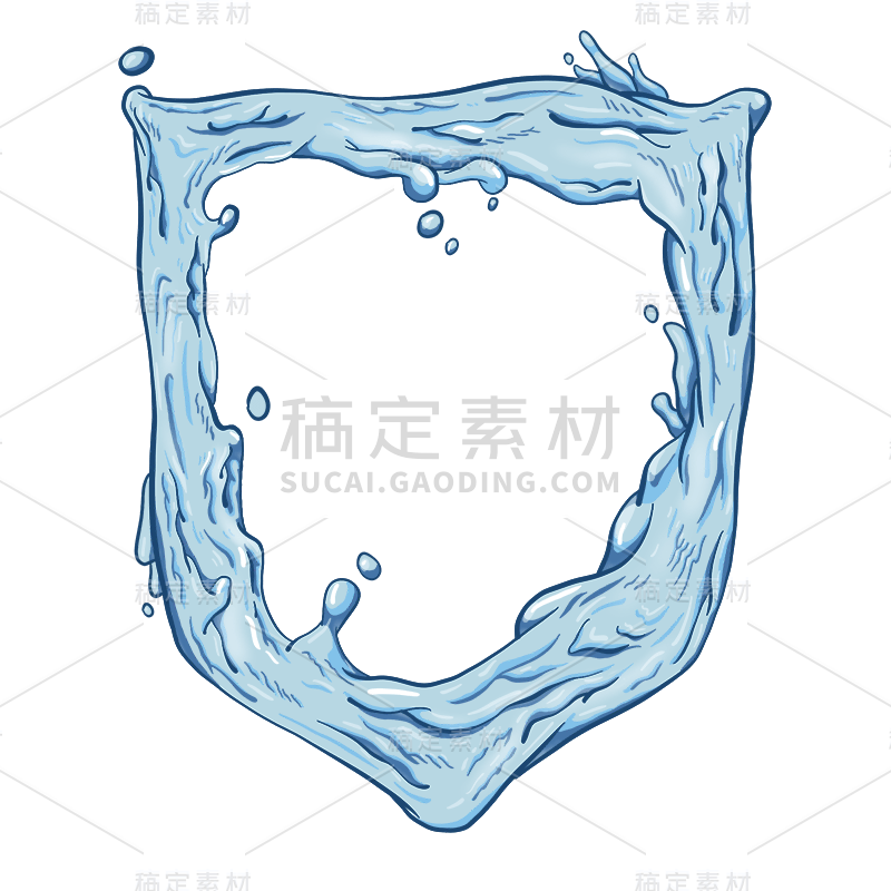 手绘-液体水流盾牌标志安全元素7