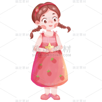卡通手绘插画小女孩主题
